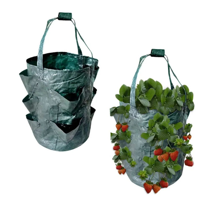 2/4 Pack 3L Hanging Strawberry Planter Aerial Gardening Grow Bag