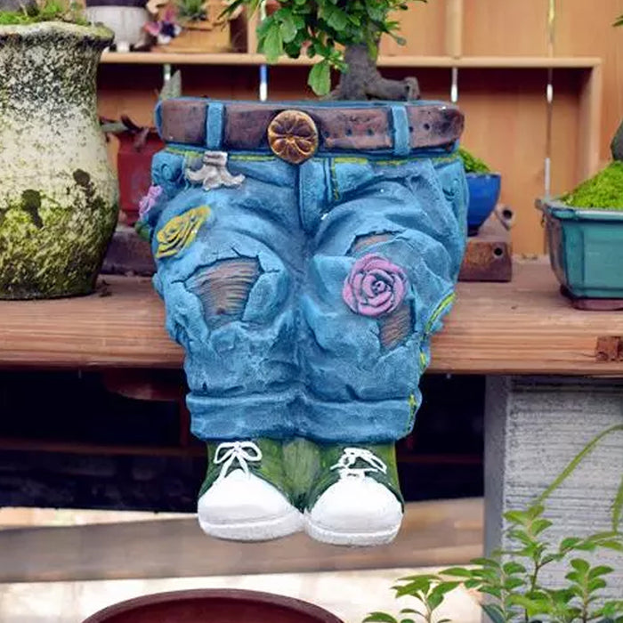 Denim Jeans Resin Outdoor Garden Flower Pot_12