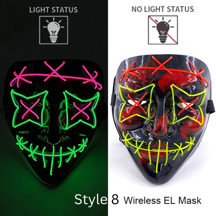 Neon LED Purge Dark Cosplay Horror Mask