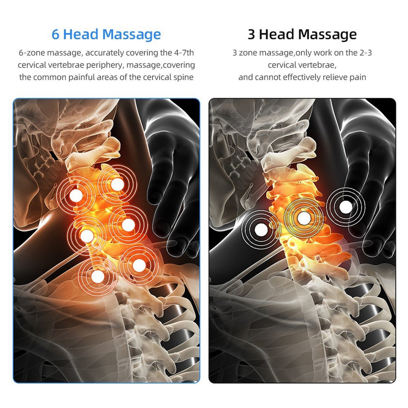 USB Rechargeable 6 Heads Electric Pulse Heating Neck Massager