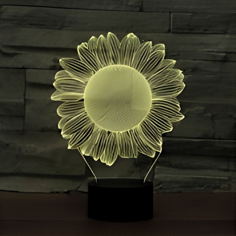 3D Illusion Acrylic LED Sun Flower Childrens Night Light with Remote Control