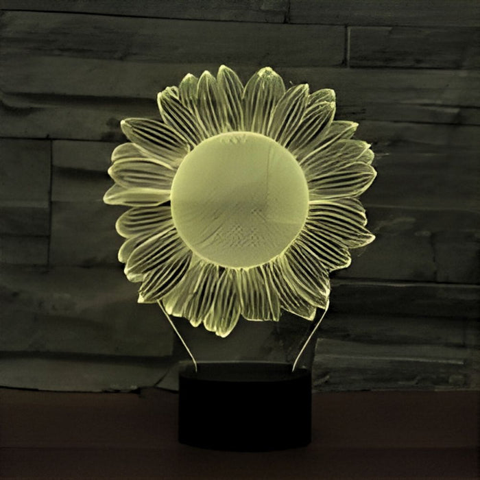 3D Illusion Acrylic LED Sun Flower Childrens Night Light with Remote Control