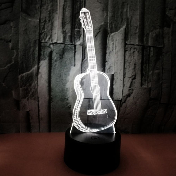 3D Illusion Acrylic LED Guitar Children's Night Light with Remote Control