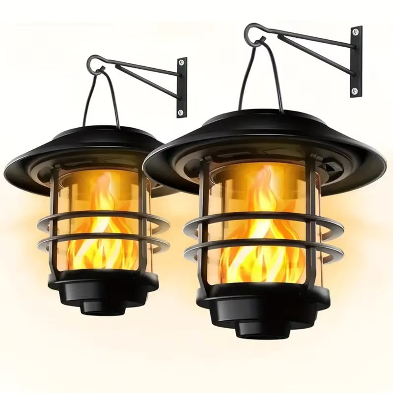Hanging Outdoor Solar Flickering Flames LED Lantern