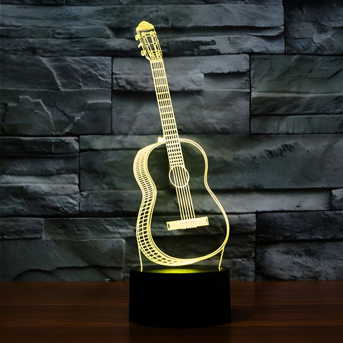 3D Illusion Acrylic LED Guitar Children's Night Light with Remote Control