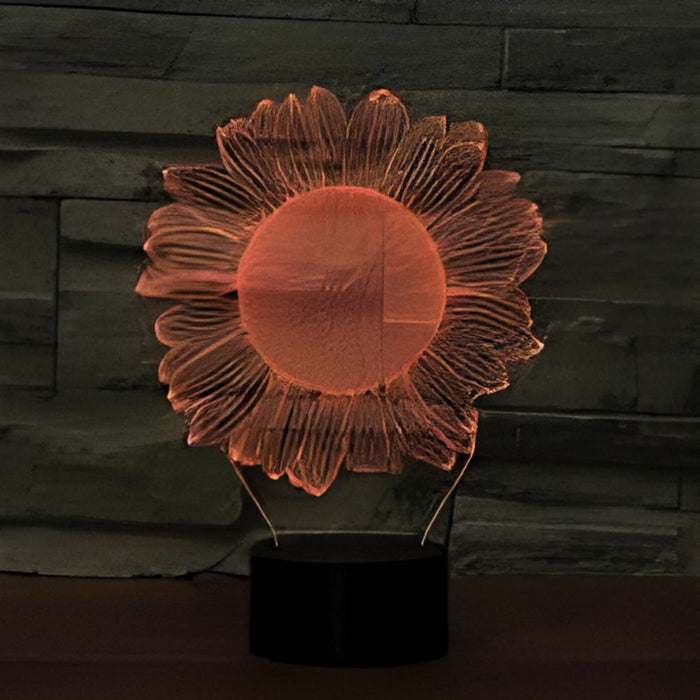 3D Illusion Acrylic LED Sun Flower Childrens Night Light with Remote Control