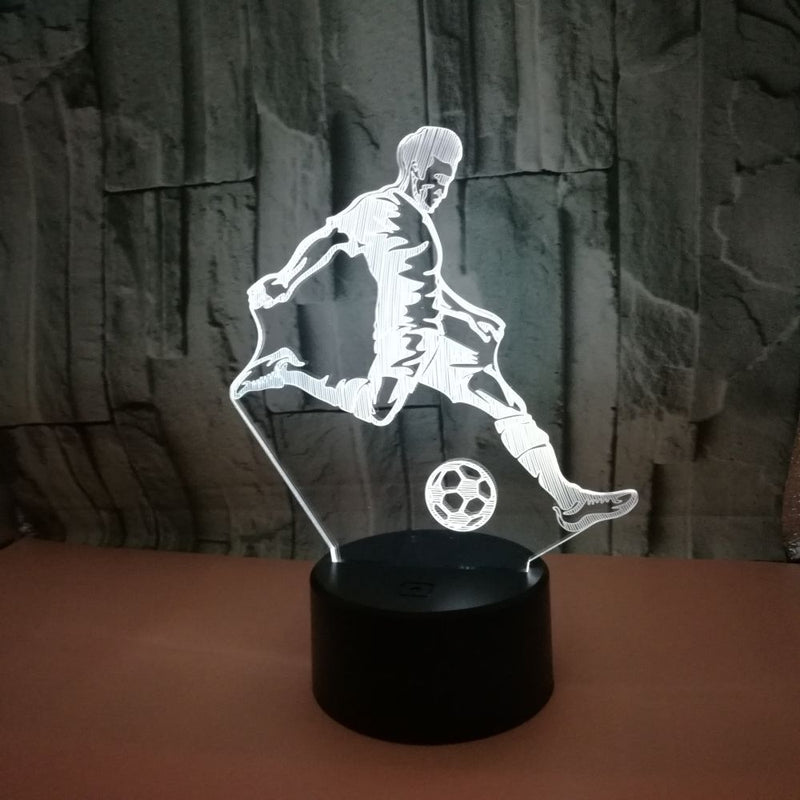 3D Illusion Acrylic LED Soccer Player Children's Night Light with Remote Control