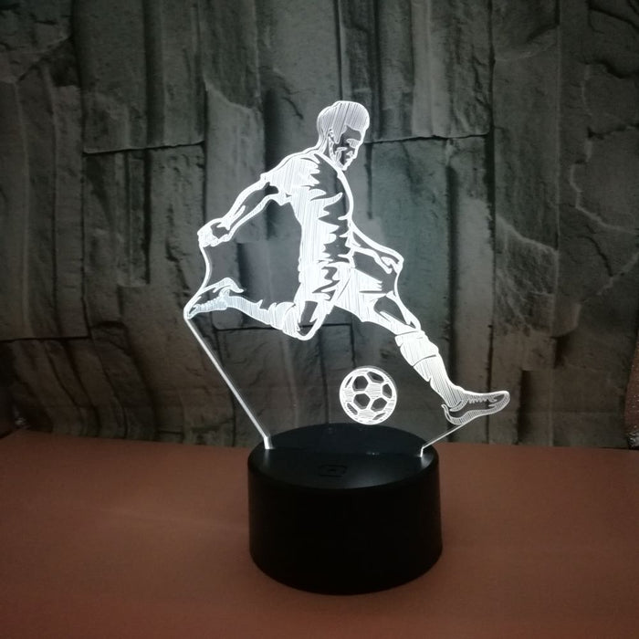 3D Illusion Acrylic LED Soccer Player Children's Night Light with Remote Control