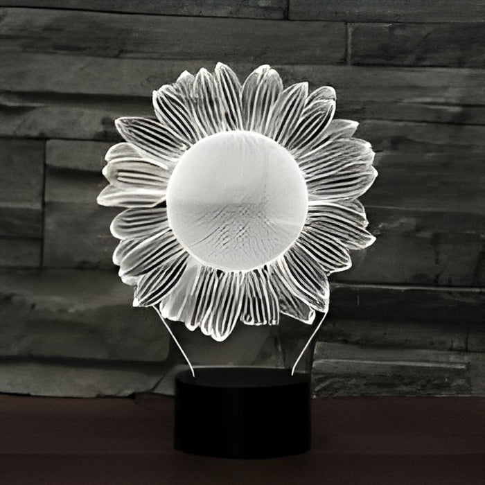 3D Illusion Acrylic LED Sun Flower Childrens Night Light with Remote Control