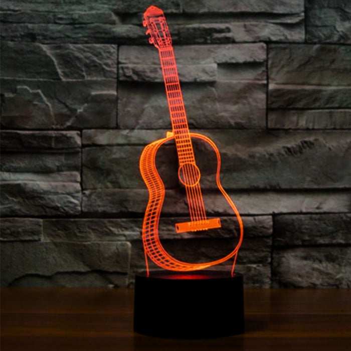 3D Illusion Acrylic LED Guitar Children's Night Light with Remote Control