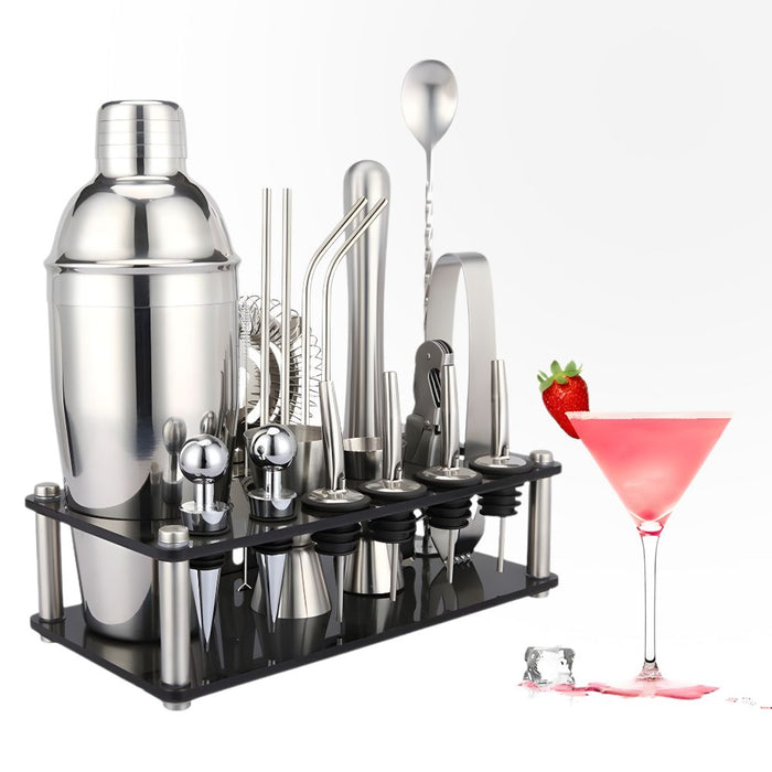 20 Piece Stainless Steel 750ml Cocktail Shaker Set with Stand