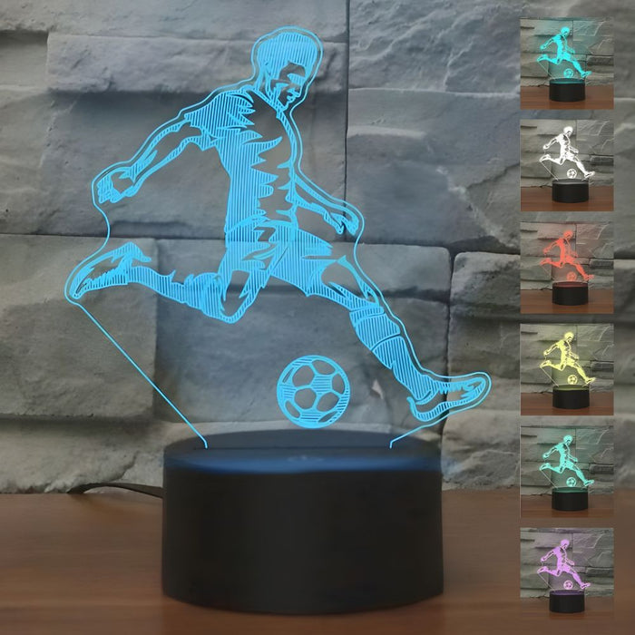 3D Illusion Acrylic LED Soccer Player Children's Night Light with Remote Control