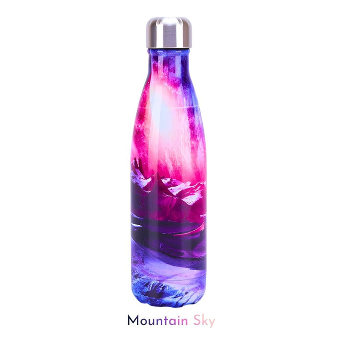 Insulated Stainless Steel 500ml Water Bottle - Sky Patterns