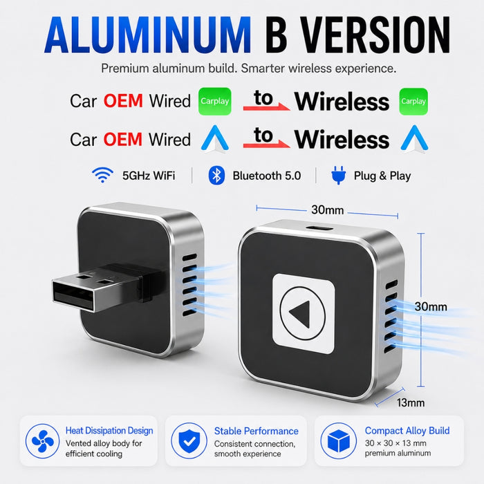 Wireless Auto CarPlay/Android USB Plug and Play Adapter