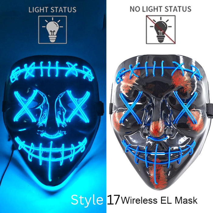 Neon LED Purge Dark Cosplay Horror Mask