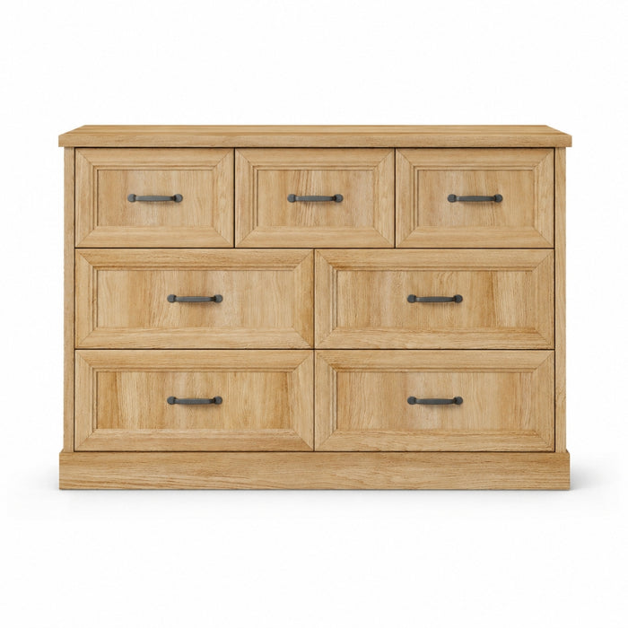 Natural Tallboy Bedside Dresser with 7 Drawers Storage - Natural