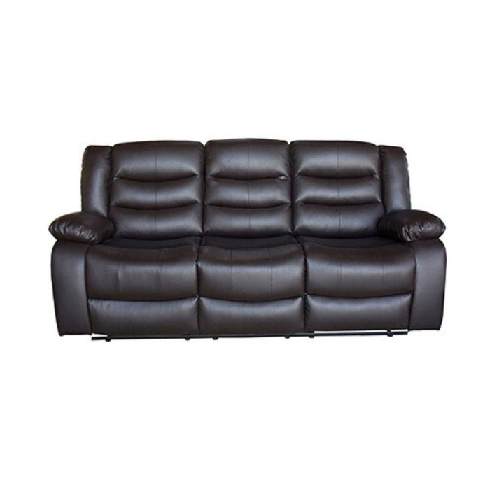 Pu Leather Recliner 3 Seat Sofa - Brown