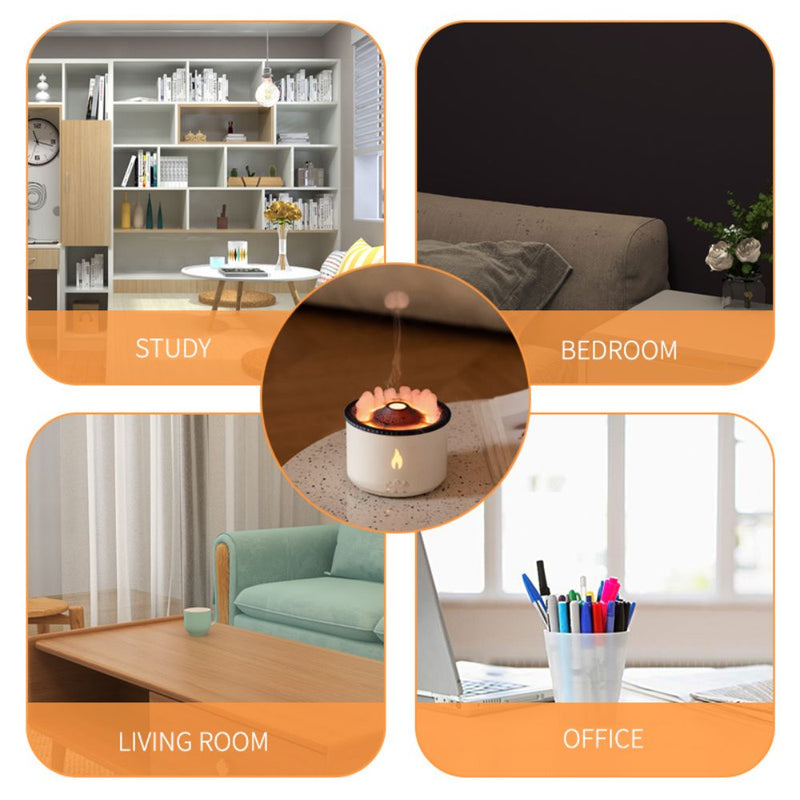 Portable Ultrasonic Volcanic Flame Design Aroma Diffuser - USB Powered