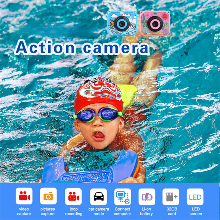 USB Rechargeable 180° Rotation 1080P HD Kids Action Camera