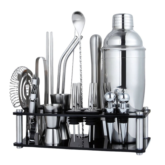 20 Piece Stainless Steel 750ml Cocktail Shaker Set with Stand