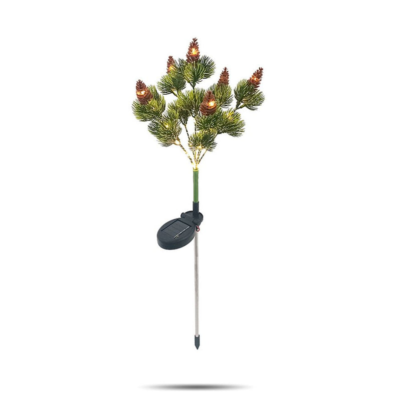 Solar Powered Christmas Tree Pine Cone Holiday Garden Lights
