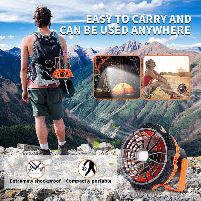 Portable Remote Control Camping Fan with Light - USB Rechargeable