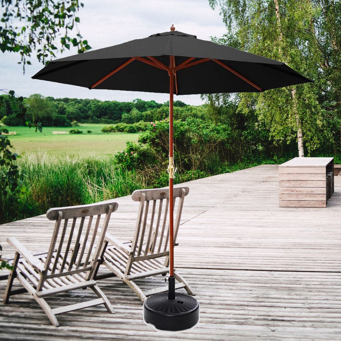 3M Umbrella with Base Outdoor Pole Umbrellas Garden Stand Deck Black
