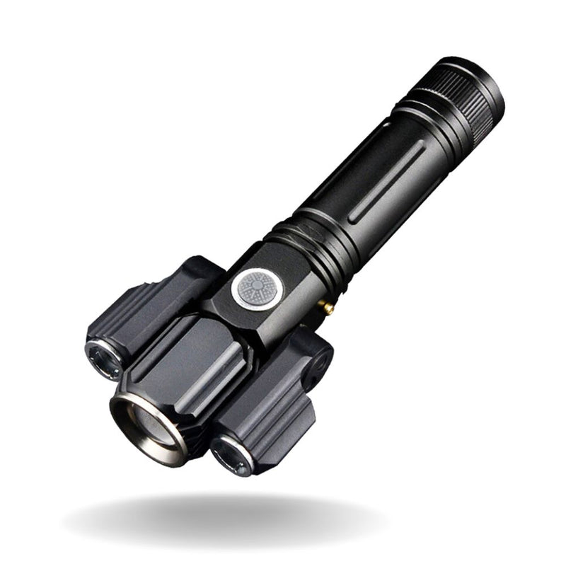 USB Rechargeable LED Three Lamp Head Portable Flash Light