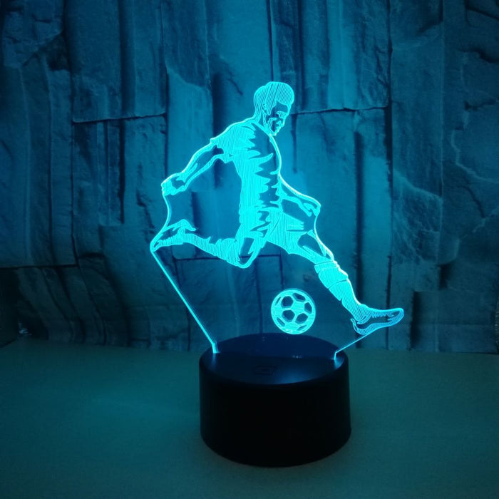 3D Illusion Acrylic LED Soccer Player Children's Night Light with Remote Control