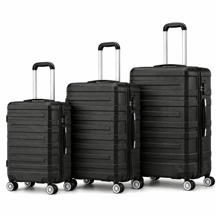 3pcs Hard Case TSA Lock Luggage Set - Black
