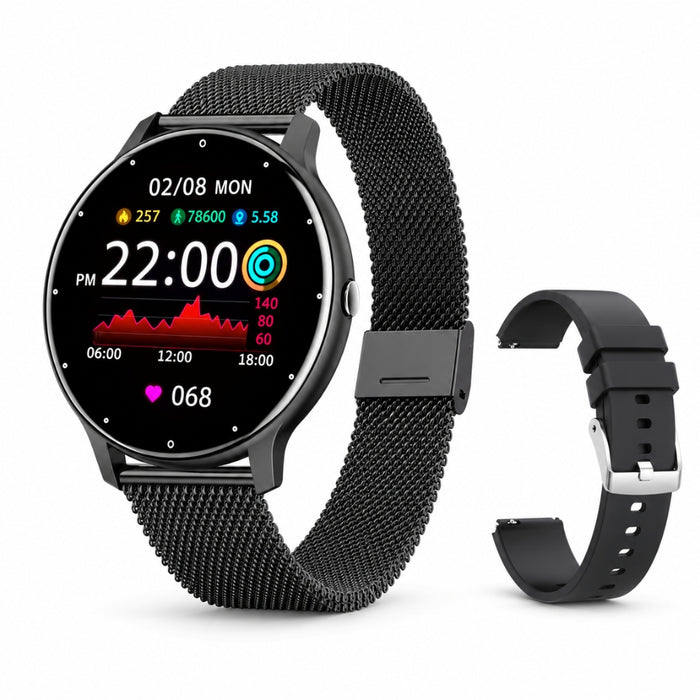 Android and iOS AeroFit Pro Smart Fitness Watch with Stainless Steel Band