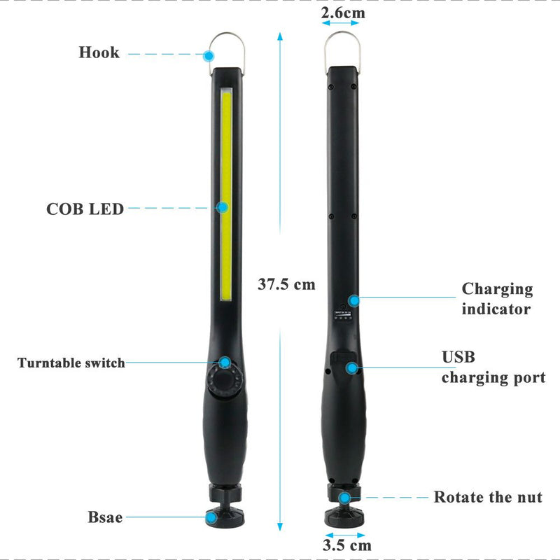 USB Rechargeable COB Work Light with Magnetic Base