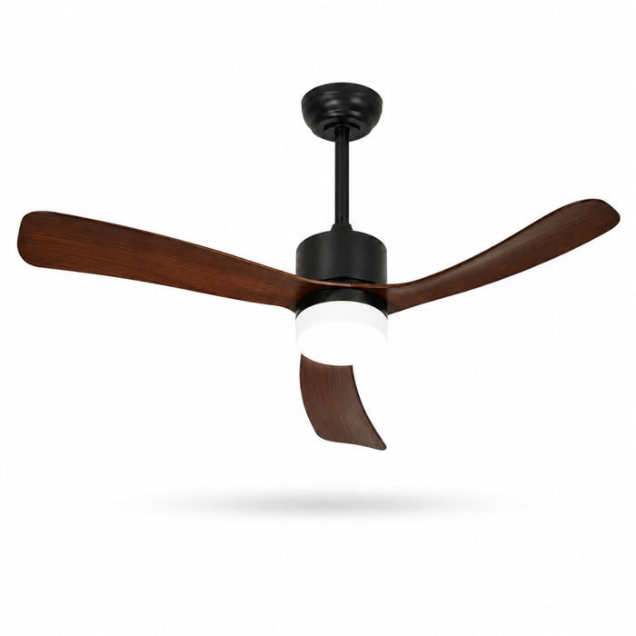52 Inch 5 Speed Ceiling Fan with LED Light and Remote Control - Walnut