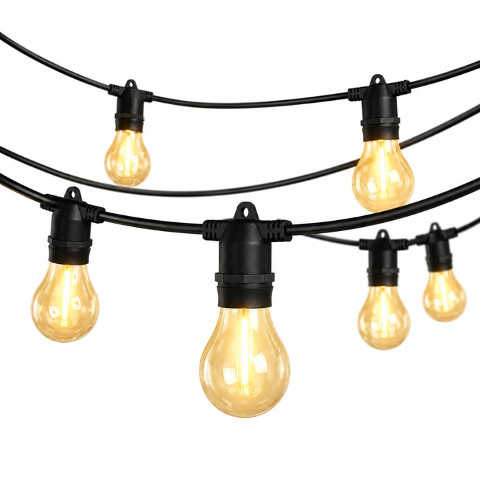 20M Outdoor Solar LED Festoon String Lights