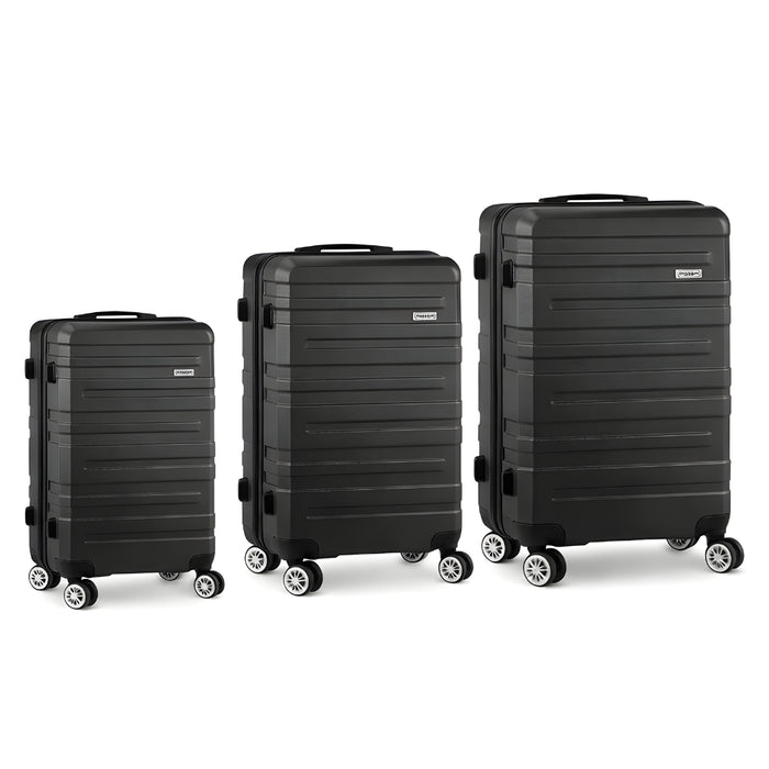 3pcs Hard Case TSA Lock Luggage Set - Black