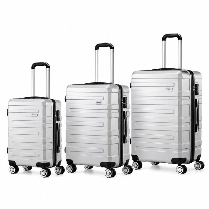 3pcs Hard Case TSA Lock Luggage Set - Silver