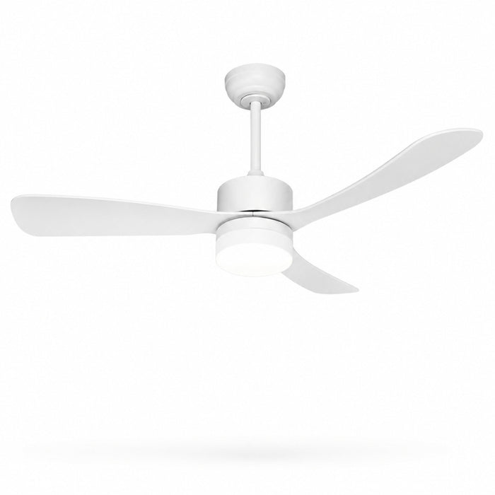 52 Inch 5 Speed Ceiling Fan with LED Light and Remote Control - White