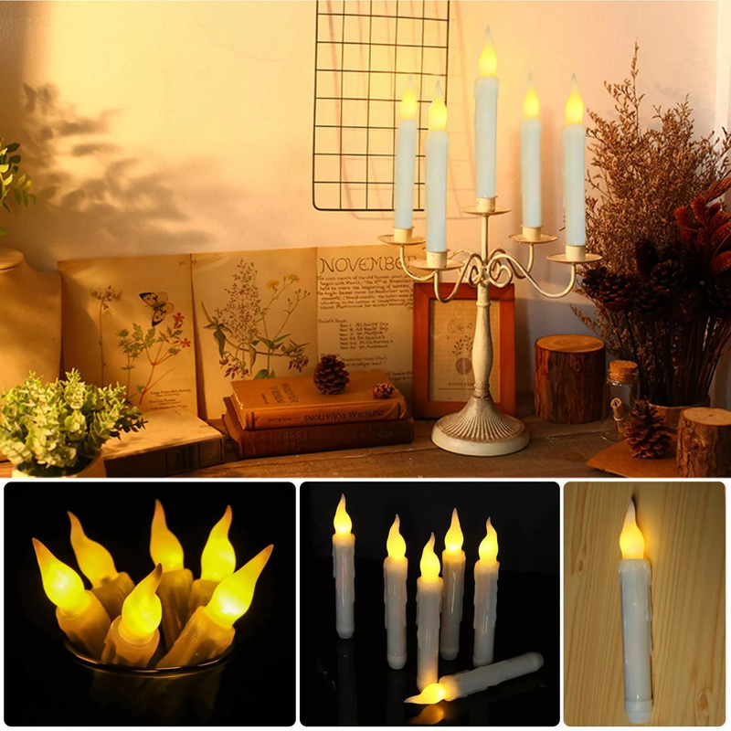 12 Pack Flameless LED Taper Decorative Candles - Battery Powered