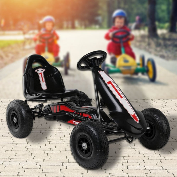 Kids Pedal Power Go Kart Ride On Racing Car Black