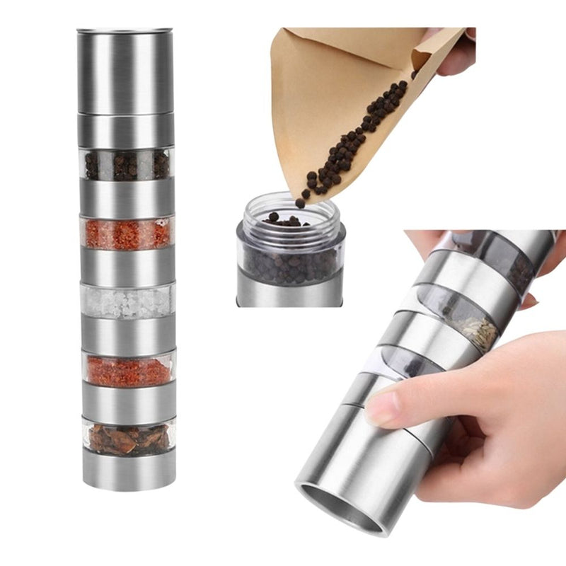 4 Levels Outdoor Spice Jar Container and Manual Grinder