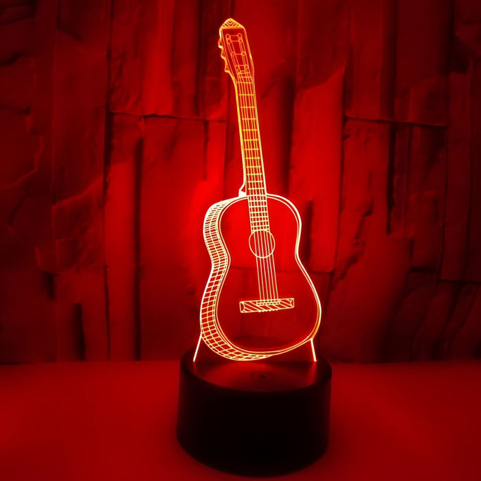 3D Illusion Acrylic LED Guitar Children's Night Light with Remote Control