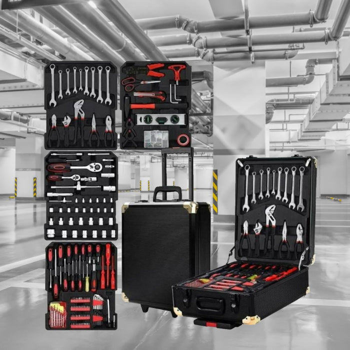 Portable Tool Kit Trolley Case with 816 Tools in Black