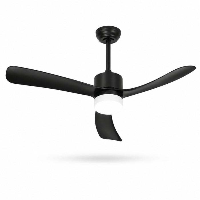 52 Inch 5 Speed Ceiling Fan with LED Light and Remote Control - Black