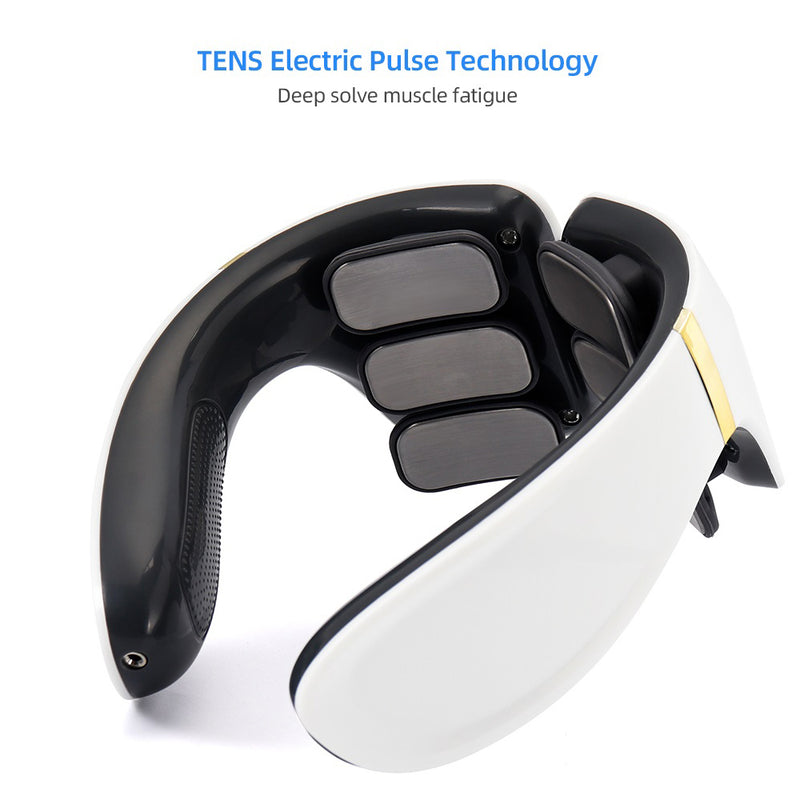 USB Rechargeable 6 Heads Electric Pulse Heating Neck Massager