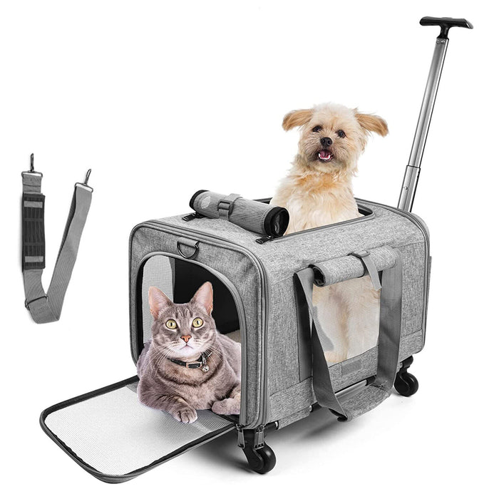 Foldable Modular Rolling Pet Carrier Airline Approved Pet Trolley Bag