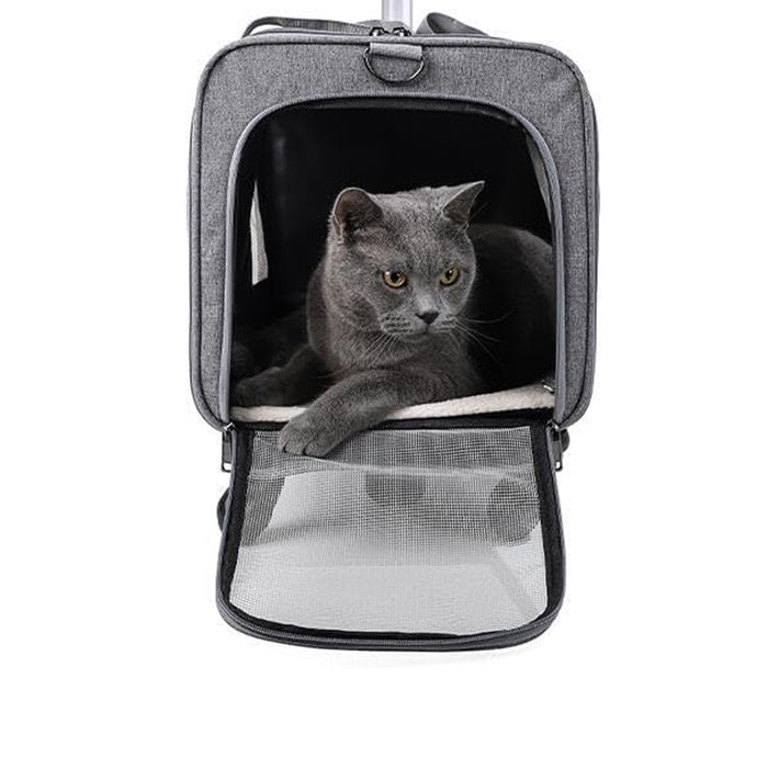 Foldable Rolling Pet Carrier with Wheels for Flight Camping Outdoor_4