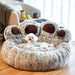 Round and Calming Non-Slip Paw Print Shaped Washable Pet Bed_3