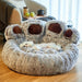 Round and Calming Non-Slip Paw Print Shaped Washable Pet Bed_4