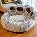 Round and Calming Non-Slip Paw Print Shaped Washable Pet Bed_2