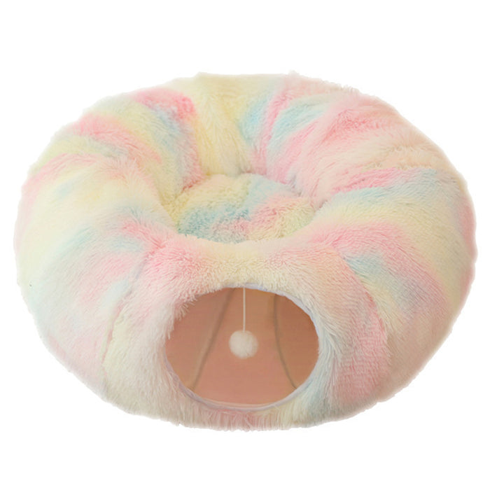 Warm and Fluffy Plush Pet Tunnel Bed Playground_1